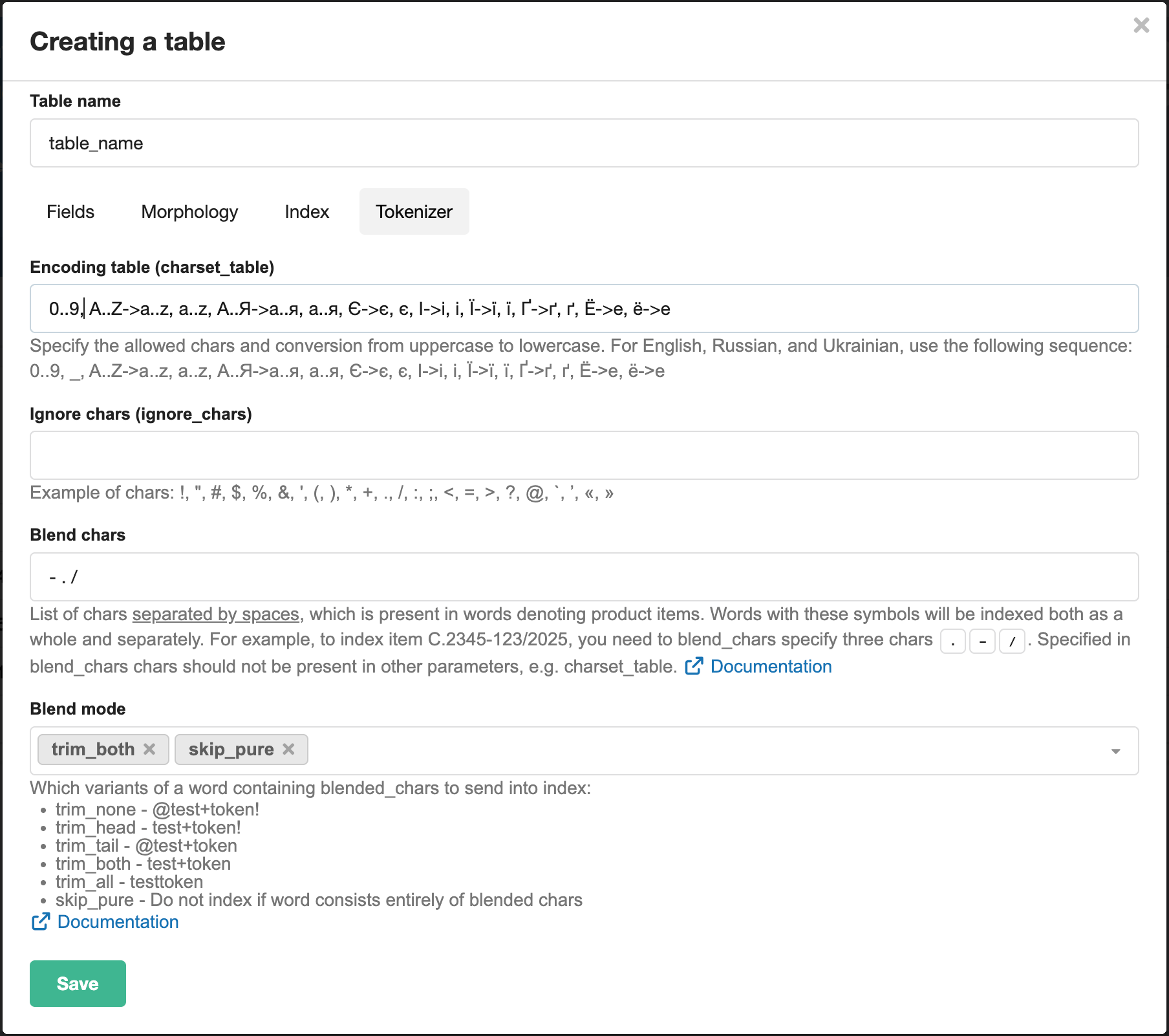 Configuring the Manticore Search tokenizer for searching by item numbers